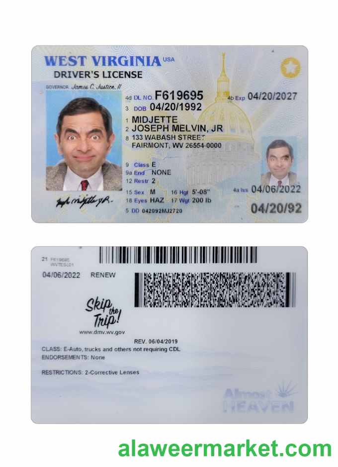 USA West Virginia driving license 2022-present